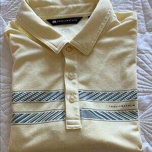 Travis Mathew Yellow Polo with Blue Accents-Men’s XL